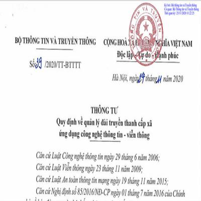 Thông tư số 39/2020/TT-BTTTT của Bộ Thông tin và Truyền thông